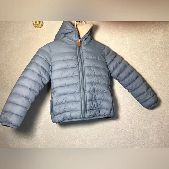 Save The Duck kids Light Blue Puffer Jacket unisex size 4